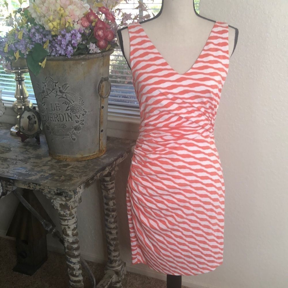 41 Hawthorn Coral and White Striped Dress